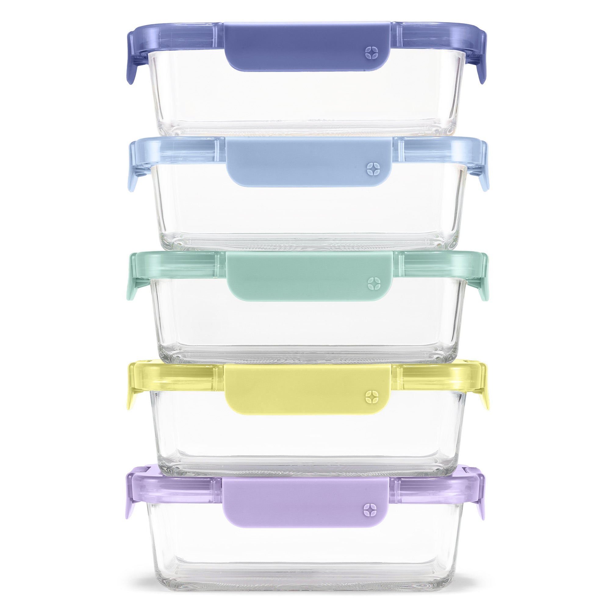 Color Lock® Glass Food Storage, 3.4 Cup Set of 5