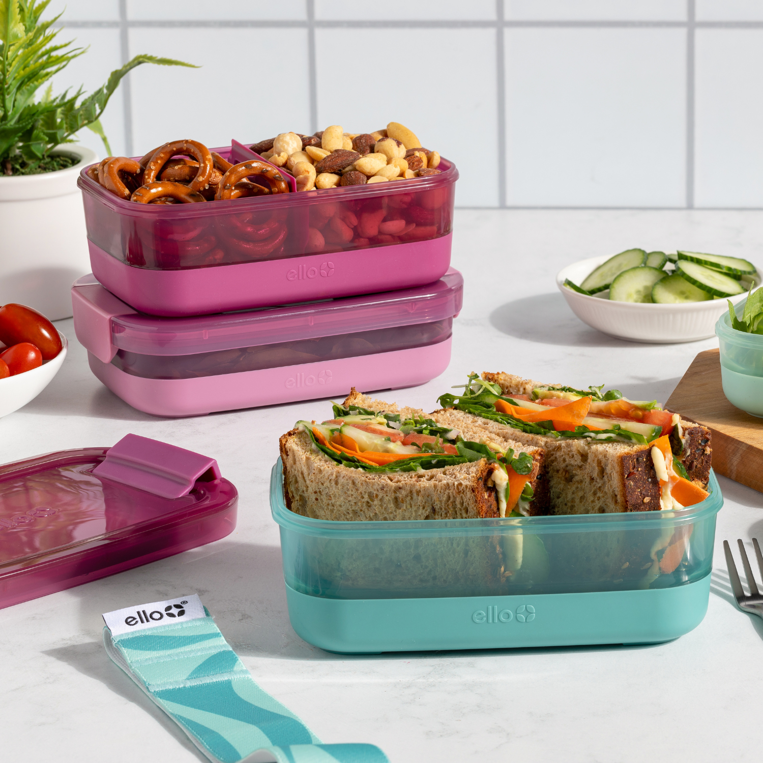 Lunch Bento Stack Plastic Food Storage Container, Set of 2 - Image 2
